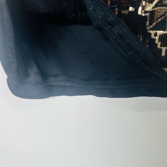 Express Black Gold Sequins Mini Skirt Aztec Sz L - Picture 5 of 7